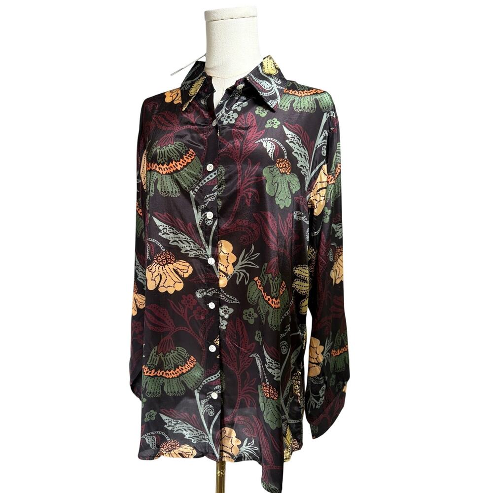 NWT Oliphant Turin Wine Floral Blouse Large Netflix Wardrobe Boho Fall NEW OBX